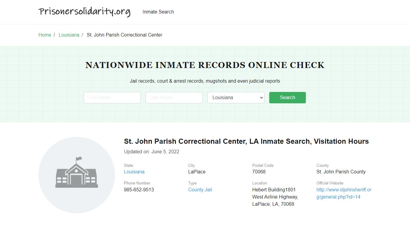 St. John Parish Correctional Center - prisonersolidarity.org